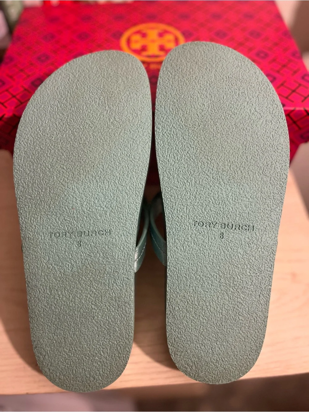 Tory Burch Metallic Seafoam Green Miller Thong Sandals